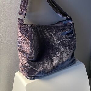 NEW Handmade BLUE GRAY Silk Velvet Bag, Tote, Hobo, Handbag, Upcycled, Party